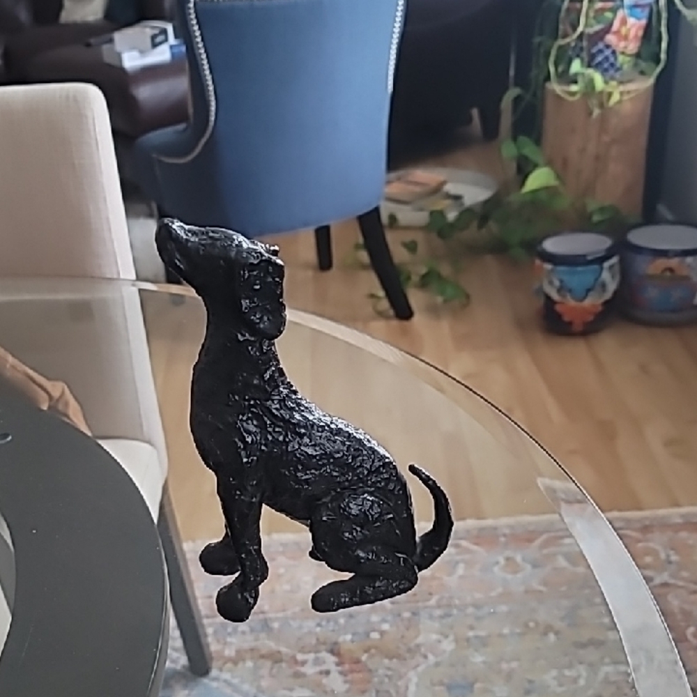 Black Sitting Dog Figurine Decorative Accent